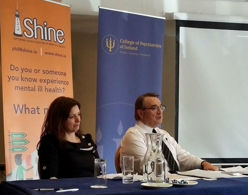 Gina Delaney (Managing Partner, ARI), Liam Hennessy (Head of Service User, Family Member and Carer Engagement in the Mental Health Division) at the joint SHINE and College of Psychiatrists of Ireland conference