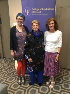 l-r Laura Louise Condell (REFOCUS), Julie Healy (REFOCUS), Christine McCabe (REFOCUS Co-Chair) at the CPsychI Psychiatry Summer School 2018